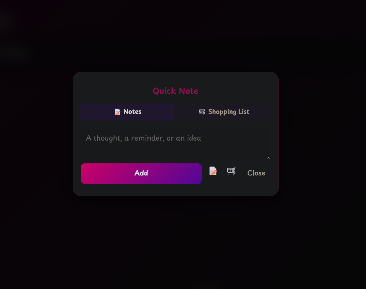NOT10 quick note screen